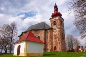 Kostel Všech svatých v Heřmánkovicích patří do broumovské skupiny barokních kostelů