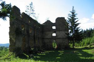 V modřínovém háji stojí romantická zřícenina tvrze Kašovice V modřínovém háji stojí romantická zřícenina tvrze Kašovice